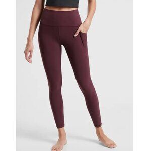 Athleta Salutation Stash High Rise Legging - Maroon - S Petite